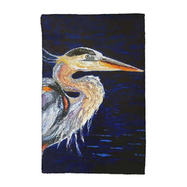 Betsy Drake  16 x 25 in. Palette Blue Heron Kitchen Towel