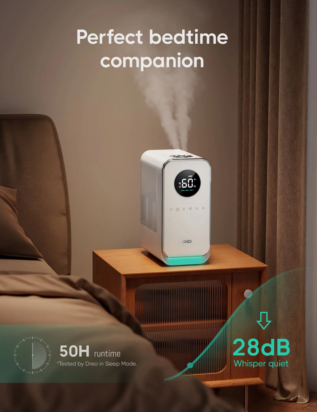 Dreo Humidifier, 5L Top-Fill Humidifiers,  Display With Humidistat, Smart App Control, Quiet Sleep Mode, Timer, Auto Mode