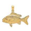 Auriga 14k Yellow Gold 3- Textured Red Snapper Fish Charm for Women ( - 19 mm,  - 34.6 mm)