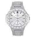 Bigger is Better Oversized Diamonds or Baguette Diamonds for The Luxurious King. Your Style!! Your Choice!! - Bling-ed Out Oblong Metal Mens Watch -  (Silver Silver)