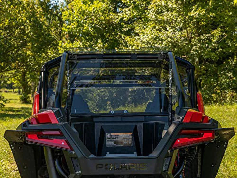 SuperATV Heavy Duty Dark Tinted Non|Scratch Resistant Rear  Windshield for 2020+ Polaris    4 (4 Seater)|Made in |Eliminates suction from front windshield|---71