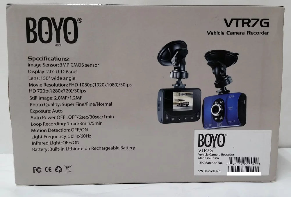 Full  Dash Cam "Black Box" Recorder with Built-in  and 2.0"  Display
