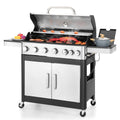 Summit Living 6 Burner Propane Gas Grill with Side Burner Stainless Steel  Grill