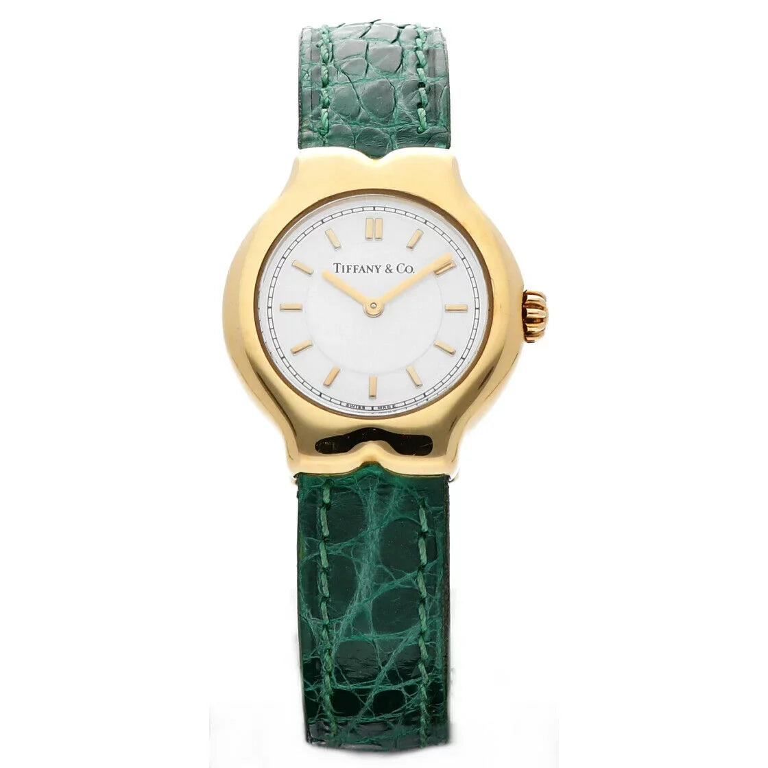 Tiffany&amp;Co Tesoro  18k Yellow Gold Case White Dial Leather Ladies Watch