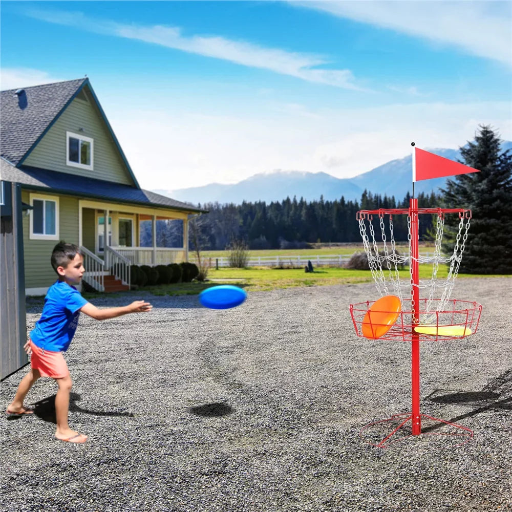 SmileMart 12-Chain Portable Disc Golf Basket Metal Flying Disc Golf Target, Red