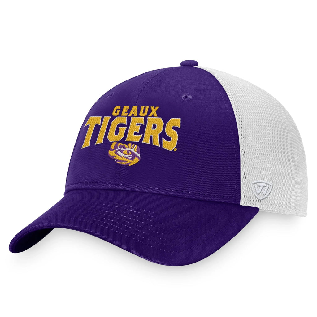 Men's Top of the World Purple  Tigers Breakout Trucker Snapback Hat -