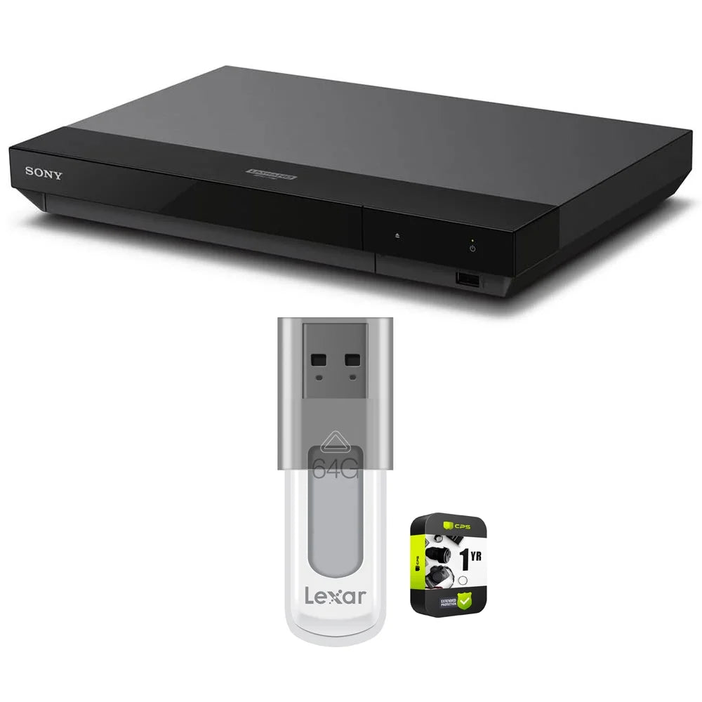 Sony -/  4K  Network Blu-ray Disc Player with Hi-Res Audio Bundle Includes 1 Year Extended Protection Plan and Lexar 64GB JumpDrive   2.0 Flash Drive Black