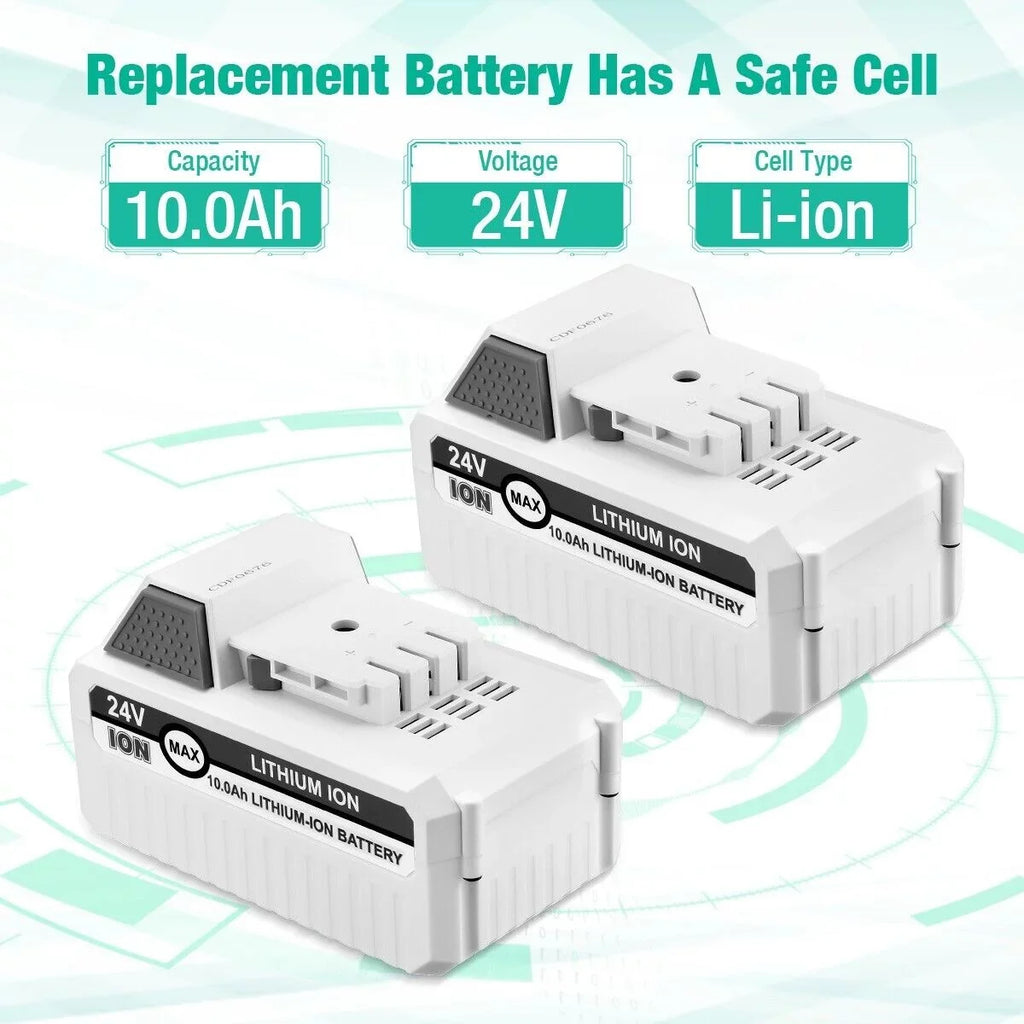 2Packs 10000mAh Li-ion Battery Compatible with Sun Joe and Snow Joe 24V Battery for 24VBAT- 24VBAT- 24VBAT- 24VBAT- 24VBAT 24V-- iON+ System for All Joe iON+ 24V Cordless Snow Blower