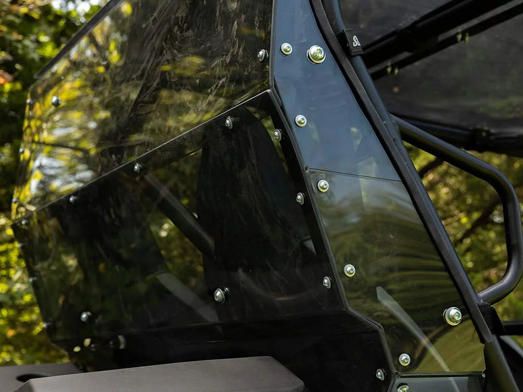 SuperATV Heavy Duty Rear Windshield for 2014+ Kawasaki Teryx 4 800 / 2021+ Teryx 4  1/4" Thick Lightly Tinted Polycarbonate 250x Stronger Than Glass Protects You From Flying Debris Made in !