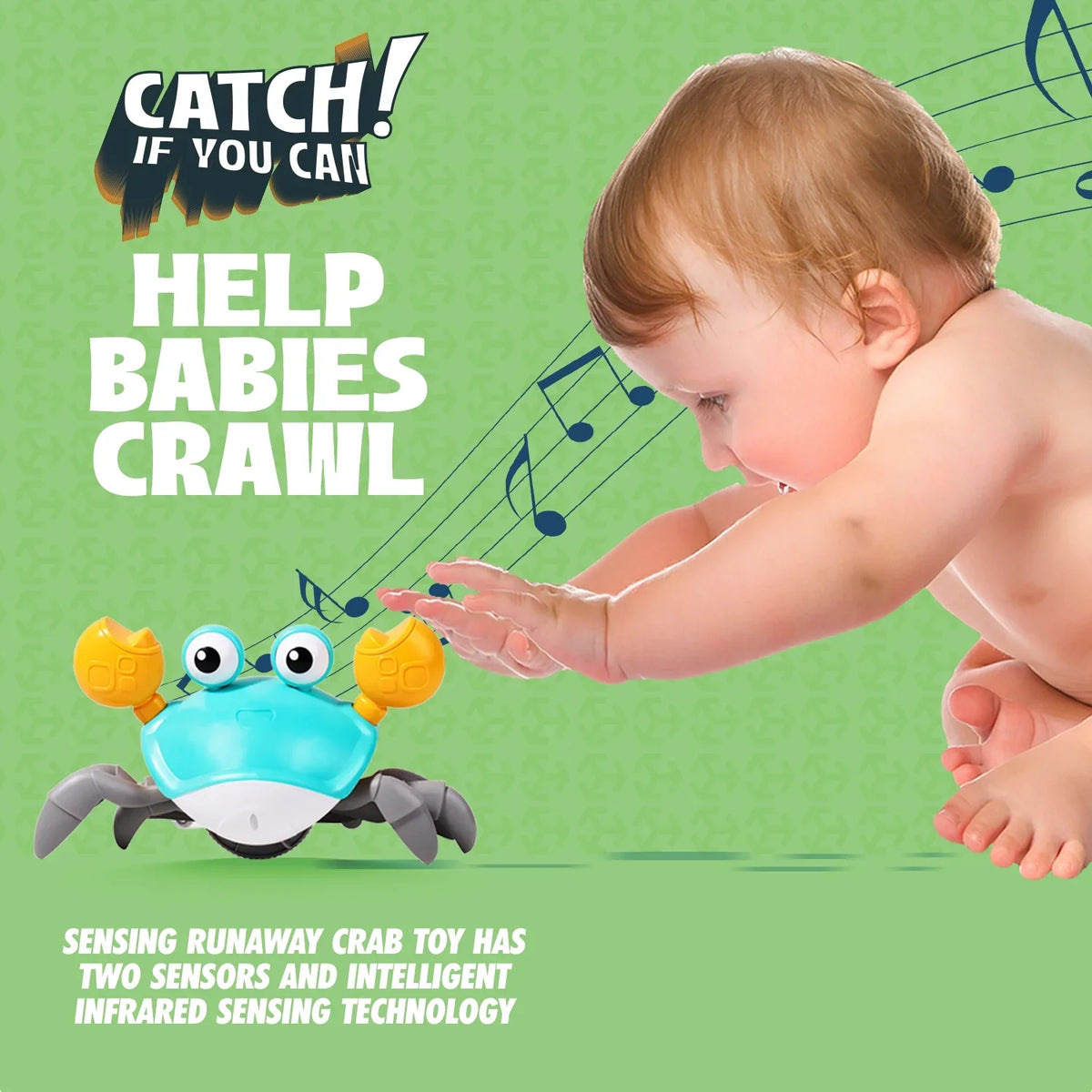 Melitta Multiuse And Cute Sensory Crawling Crab For Little Kids 6-12 Years And Toddlers 0-6 Months Tummy Time, Learning Crawl And Cognitive Development - Kids Favorite Gift