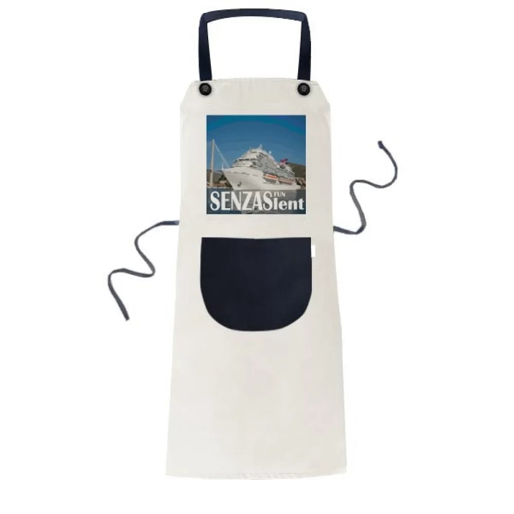 Giant Luxury Cruise Ship Poster Apron Adjustable Bib Cotton Linen  Kitchen Pocket Pinafore