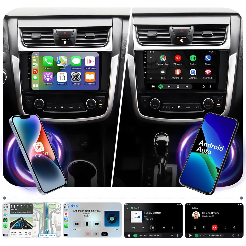9 inches Android 12 Double Din Car Stereo for Nissan Altima 2014-2018  Touchscreen Screen Car Radio with Carplay & Android Auto Support Backup Camera   Navi  8 core(4+32G)