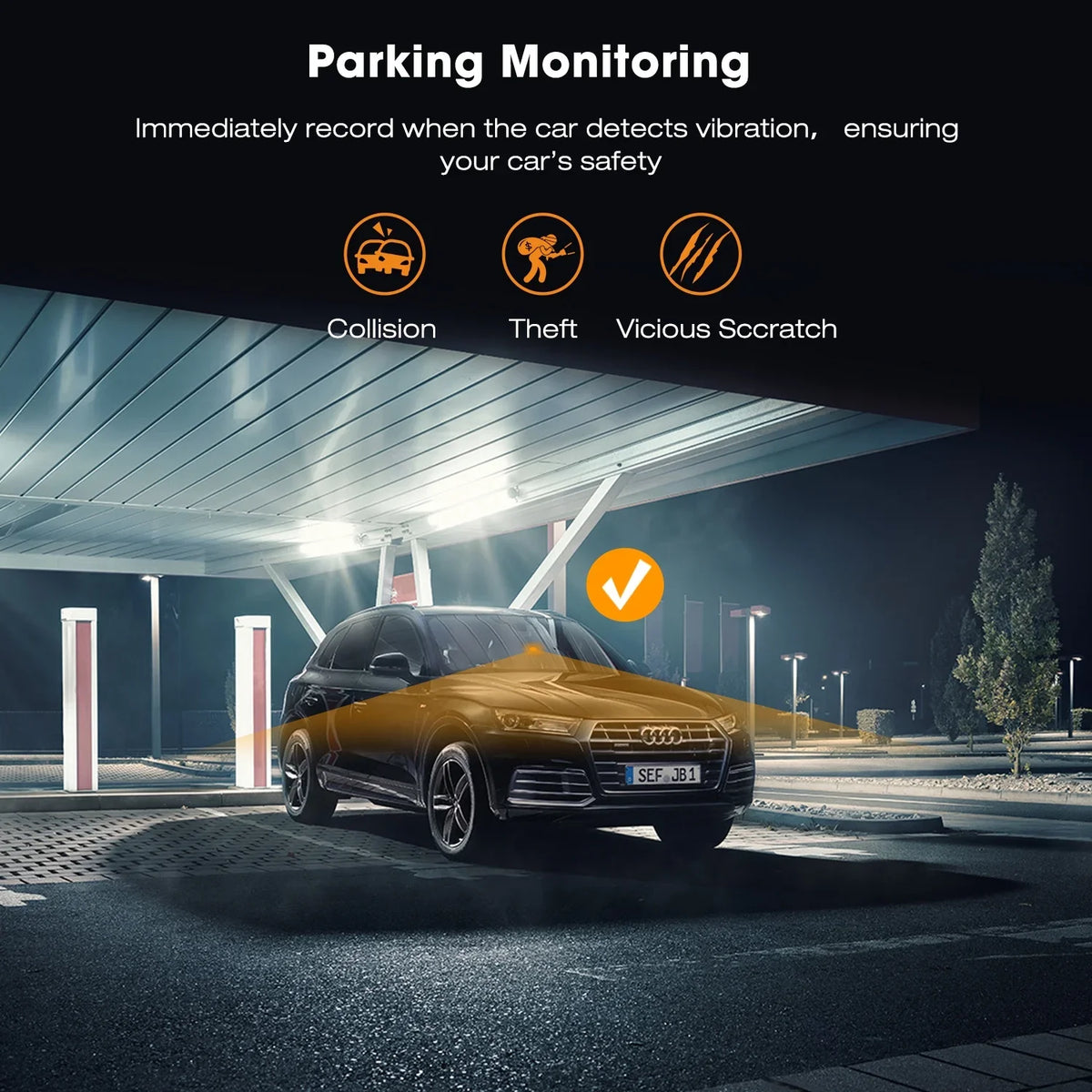 Dash Cam,4K Dash Cam Front 2"  Screen Car Camera with , 170° Wide Angle, , Night Vision, Parking Mode, -Sensor