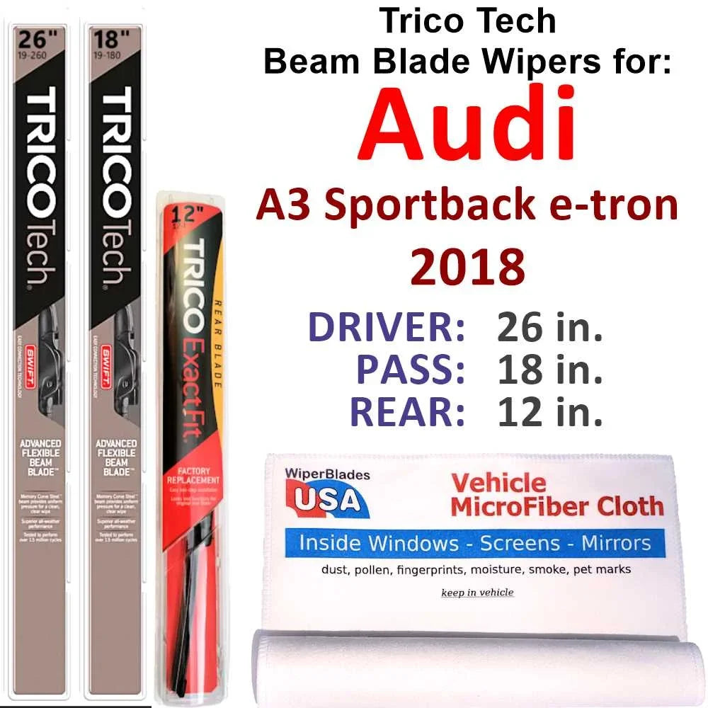 2018 Audi  Sportback e-tron Beam Blade Wipers (Set of 3) w/Rear Wiper