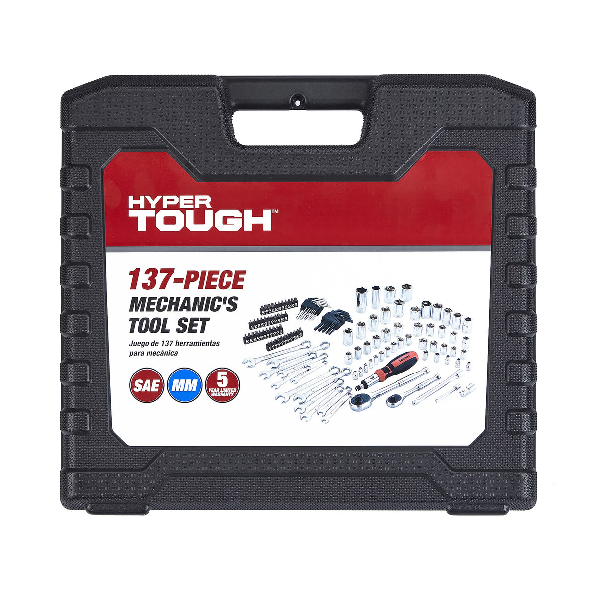 Hyper Tough 137  Tool Set including Metric &  Sizes of  Hex Keys, Wrenches, Ratchet Bit Driver, Ratchet Extension Bar, Sockets and more