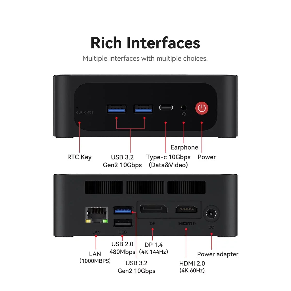 Beelink   Mini  -  Ryzen 7 5800H, 16GB , 500GB  , 4K Triple Display, WiFi 6, Bluetooth 5.2