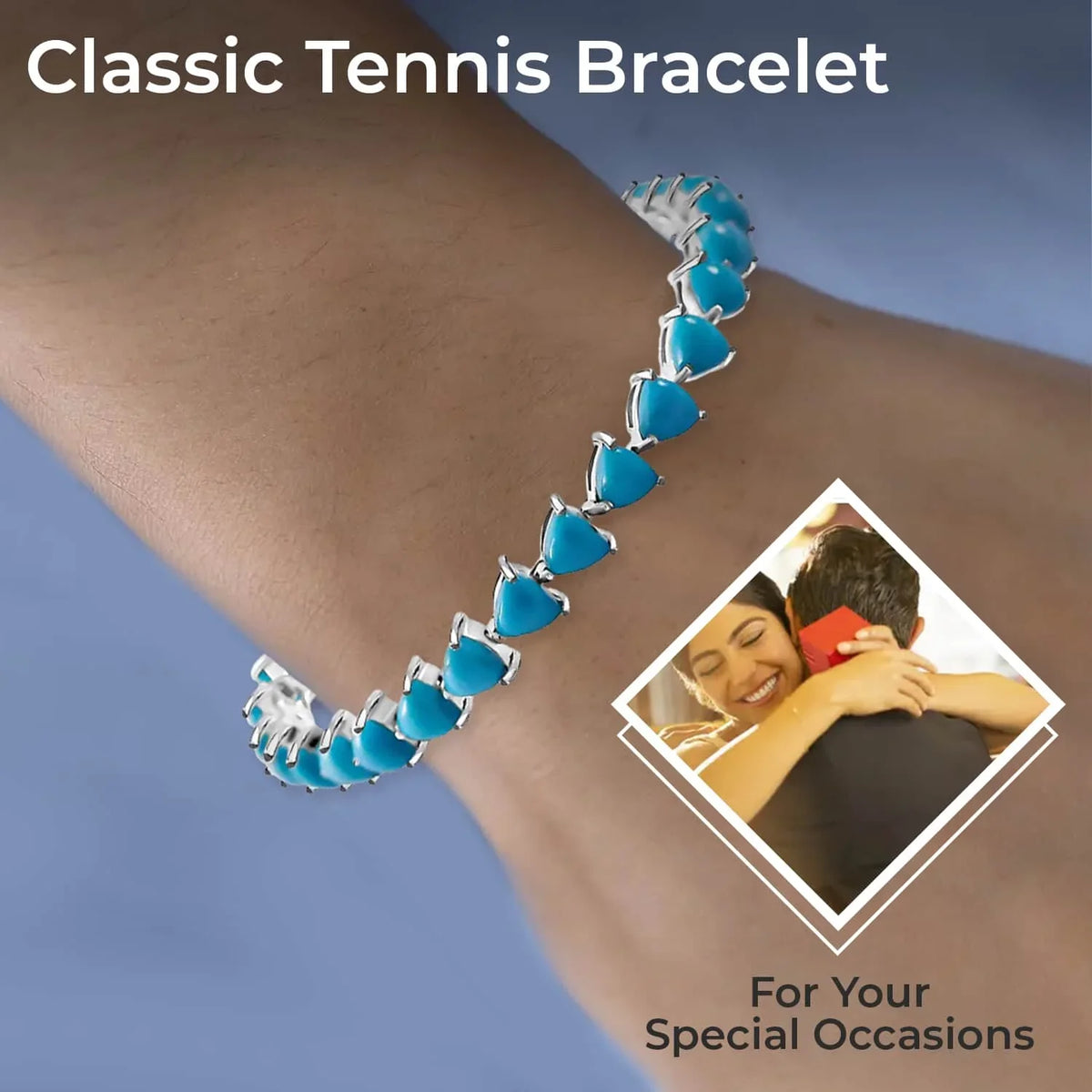 Shop  Sleeping Beauty Turquoise Trillion 925 Sterling Silver Platinum Plated Tennis Bracelet for Women Jewelry Size 7.25" Ct 10.99 Birthday Mothers Day Gifts for Mom