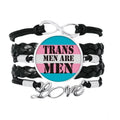 Trans Man Support  Transgender Bracelet Love Accessory Twisted Leather Knitting Rope Wristband