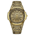Vintage Gold Watch for Men  Analogue Quartz Wrist Watches with Calendar Stainless Steel Strap