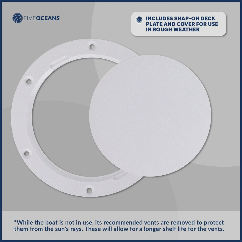 Five Oceans  3-Inch Cowl Vent with Snap-On Deck Plate and Cover, 2 Pack Low Profile -Resistant and Flexible , Red Interior, for Air Intake or Cabin Ventilation - -