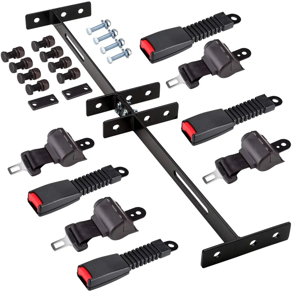 10L0L Golf Cart Seat Belts & Bracket Kit for Yamaha  Club Car 4 Seater Cart, Black