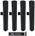 (4)  - 24" Black 70V Commercial Column Wall Mount Array Speakers+Amp