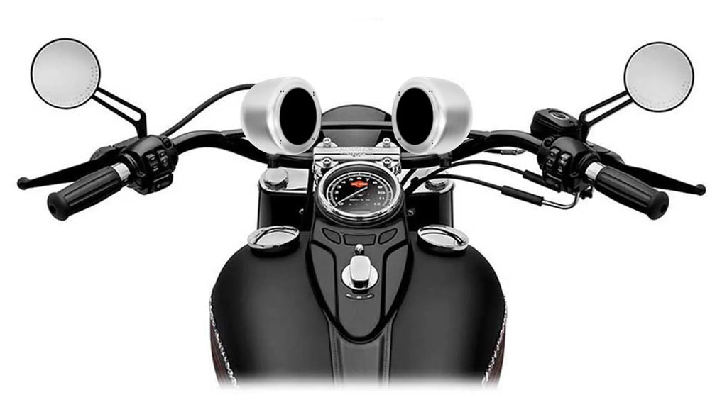 (2) Rockville  4" Chrome Swivel Aluminum Motorcycle Handlebar Speaker Pods