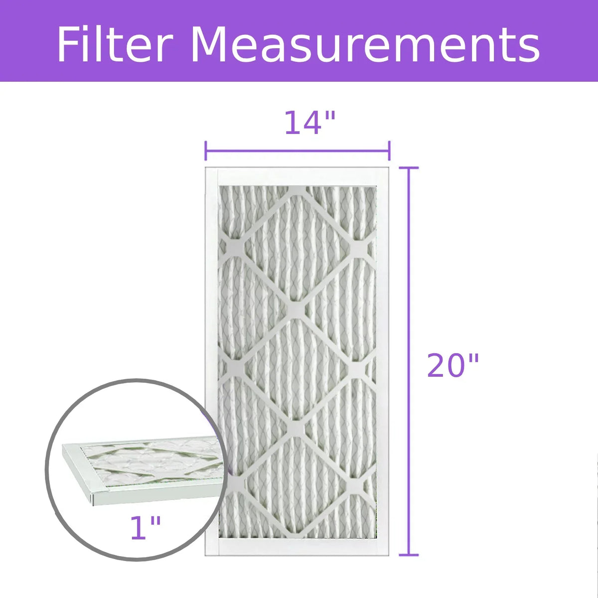 14x20x1, Purolator  Extended Surface Pleated Air Filter, Mechanical  8, (6 Pack)