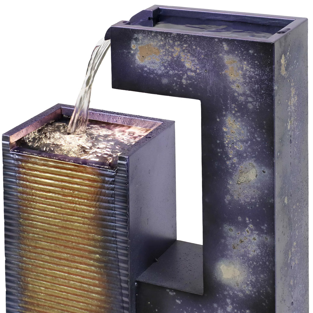Sunnydaze Cascading Tower Outdoor Metal Fountain with  Lights - 32"