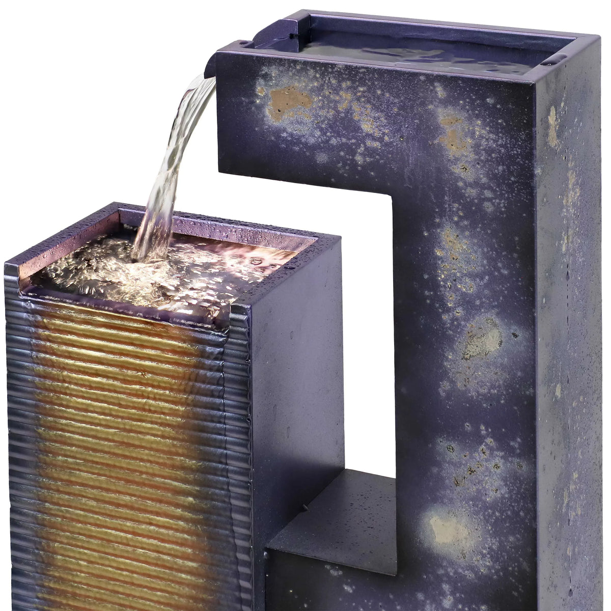 Sunnydaze Cascading Tower Outdoor Metal Fountain with  Lights - 32"